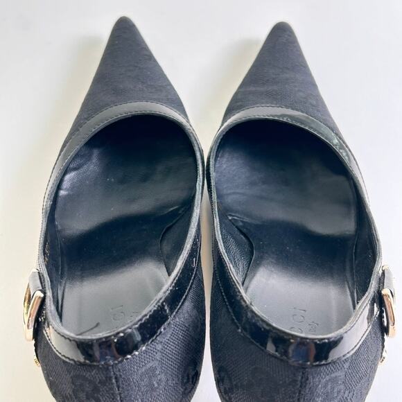 Vintage Gucci by Tom Ford Size 37.5 GG Logo Canvas Pointed Toe Heels/Pumps - Picture 5 of 11